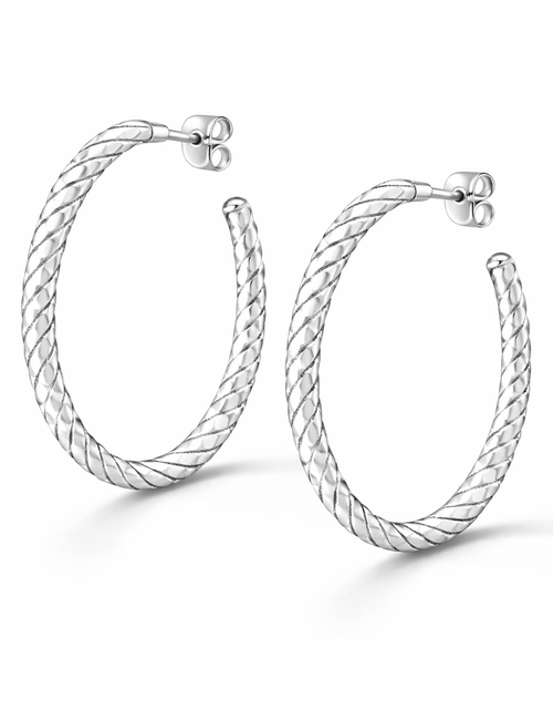 Load image into Gallery viewer, 925 Sterling Silver Twisted Classic Hoop Earrings – 1.6”
