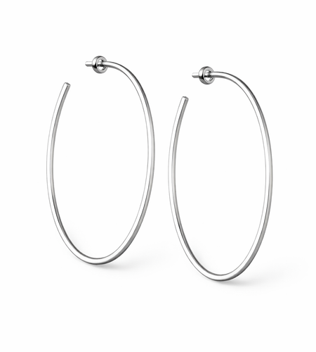 925 Sterling Silver “Matte Sculptural Statement Hoops” Earrings – 2.3” Modern Hoops
