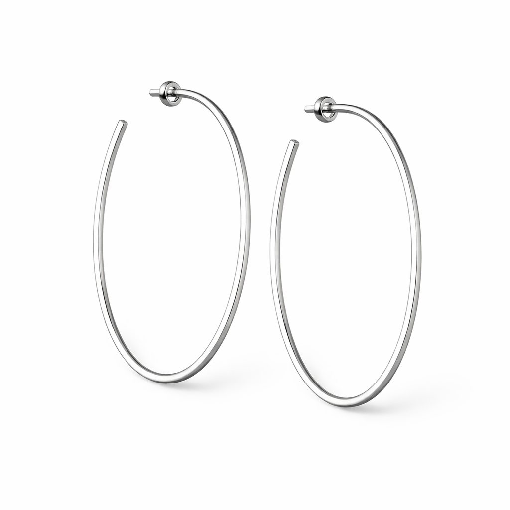 925 Sterling Silver “Matte Sculptural Statement Hoops” Earrings – 2.3” Modern Hoops