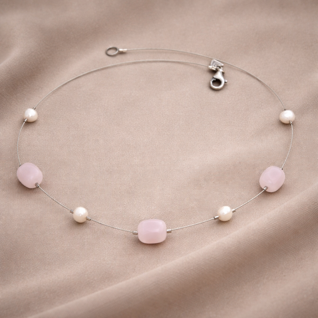 Pre-Owned Silpada Sterling Silver Wire Pink Freshwater Pearl Necklace - Retired Design