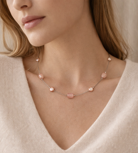 Pre-Owned Silpada Sterling Silver Wire Pink Freshwater Pearl Necklace - Retired Design