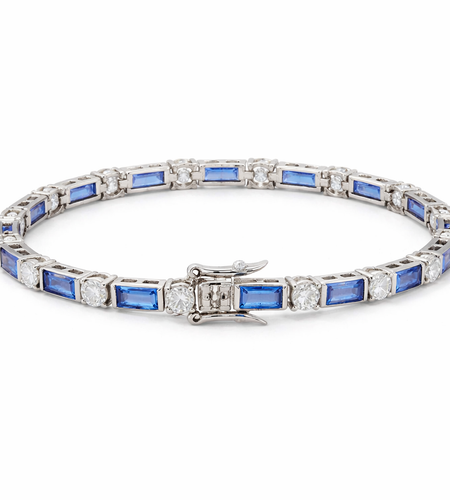 SImply Savvy Azure Radiance Tennis Bracelet - 925 Sterling Silver Blue & White Tennis Bracelet