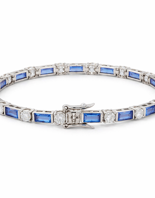 Load image into Gallery viewer, SImply Savvy Azure Radiance Tennis Bracelet - 925 Sterling Silver Blue &amp; White Tennis Bracelet
