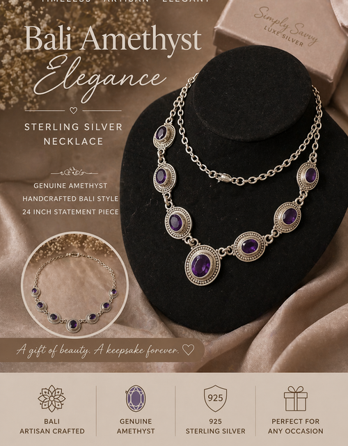 Load image into Gallery viewer, “Simply Savvy ‘Royal Amara’ Amethyst Necklace” - Bali Amethyst Statement
