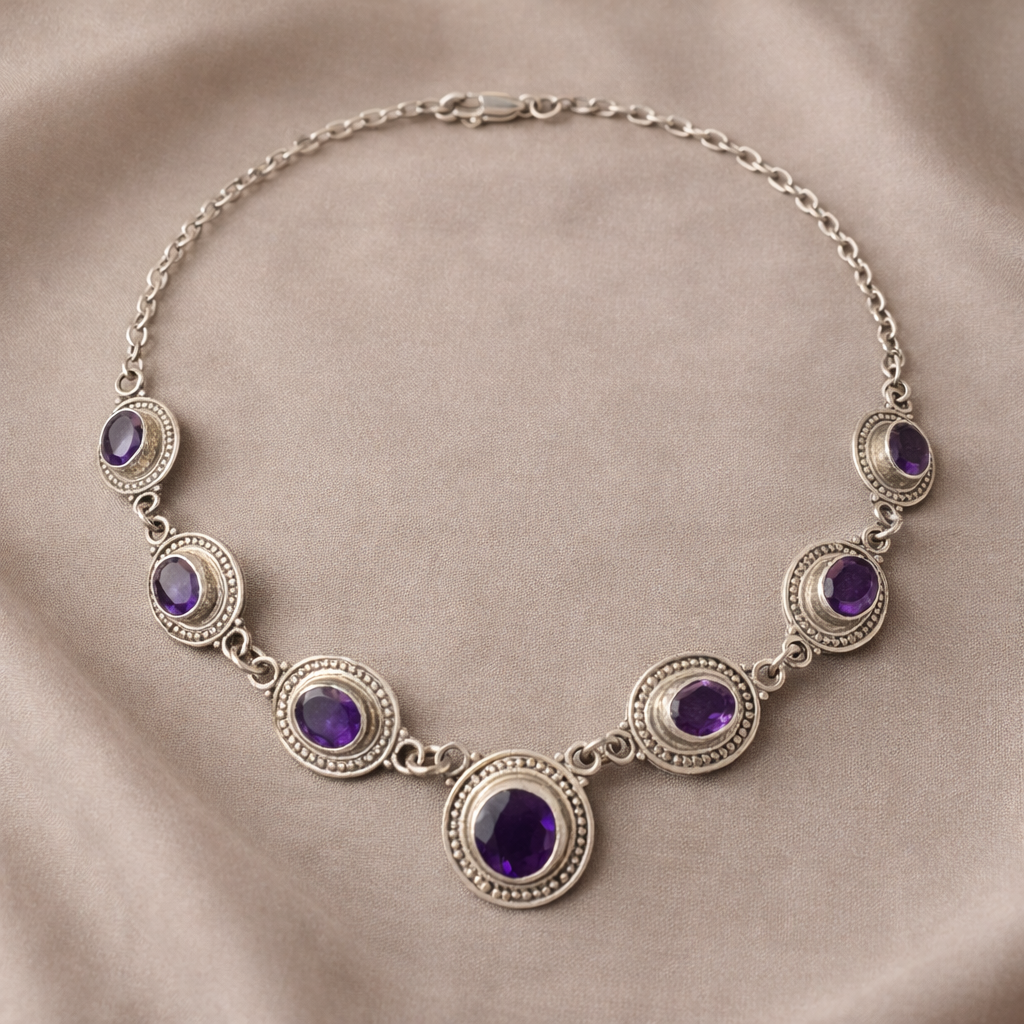 “Simply Savvy ‘Royal Amara’ Amethyst Necklace” - Bali Amethyst Statement