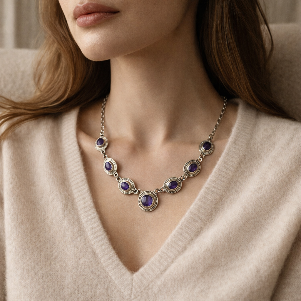 “Simply Savvy ‘Royal Amara’ Amethyst Necklace” - Bali Amethyst Statement