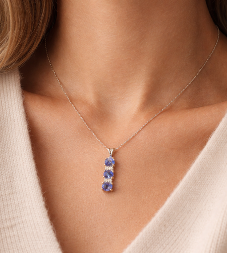 10K White Gold Violet Cascade Pendant Necklace – 18"