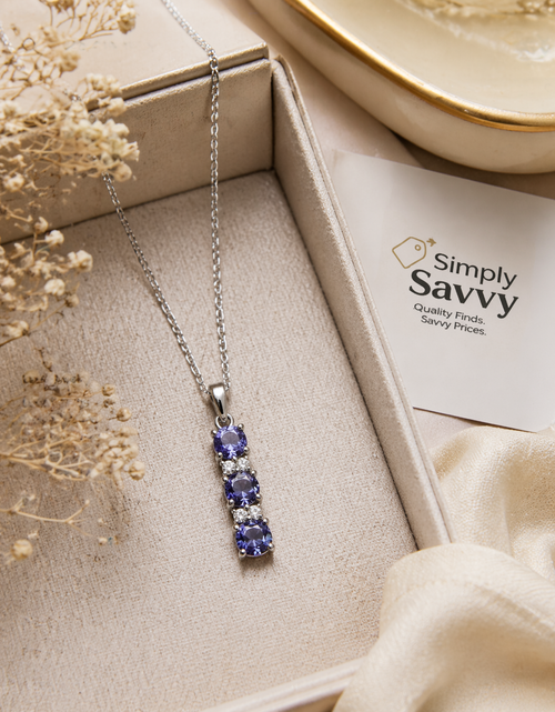 Load image into Gallery viewer, 10K White Gold Violet Cascade Pendant Necklace – 18"
