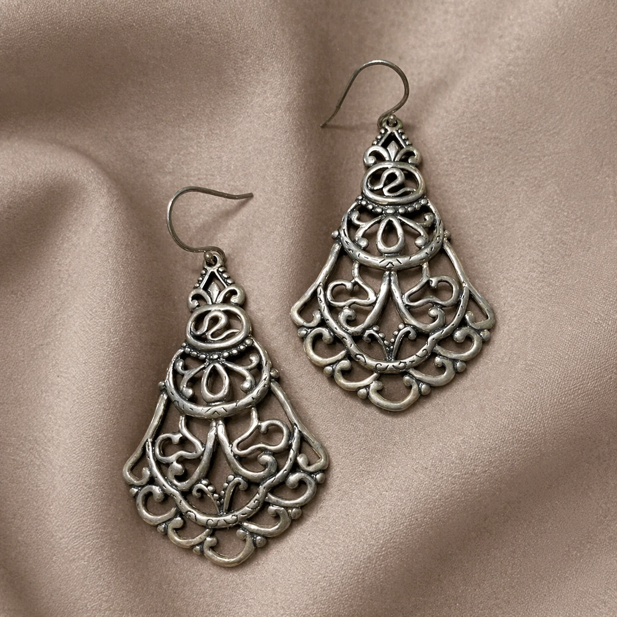 Pre-Owned Silpada Flamenco Flare Earrings Sterling Silver Filigree Drop Earrings