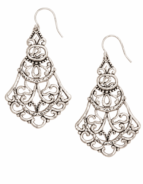 Load image into Gallery viewer, Pre-Owned Silpada Flamenco Flare Earrings Sterling Silver Filigree Drop Earrings
