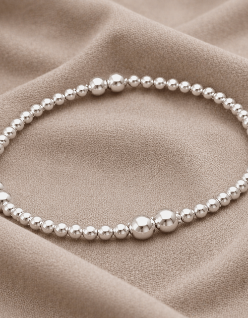 Load image into Gallery viewer, 925 Sterling Silver: “Minimalist Silver Ball Stretch Bracelet”
