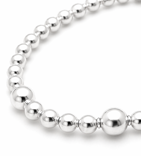 925 Sterling Silver: “Minimalist Silver Ball Stretch Bracelet”