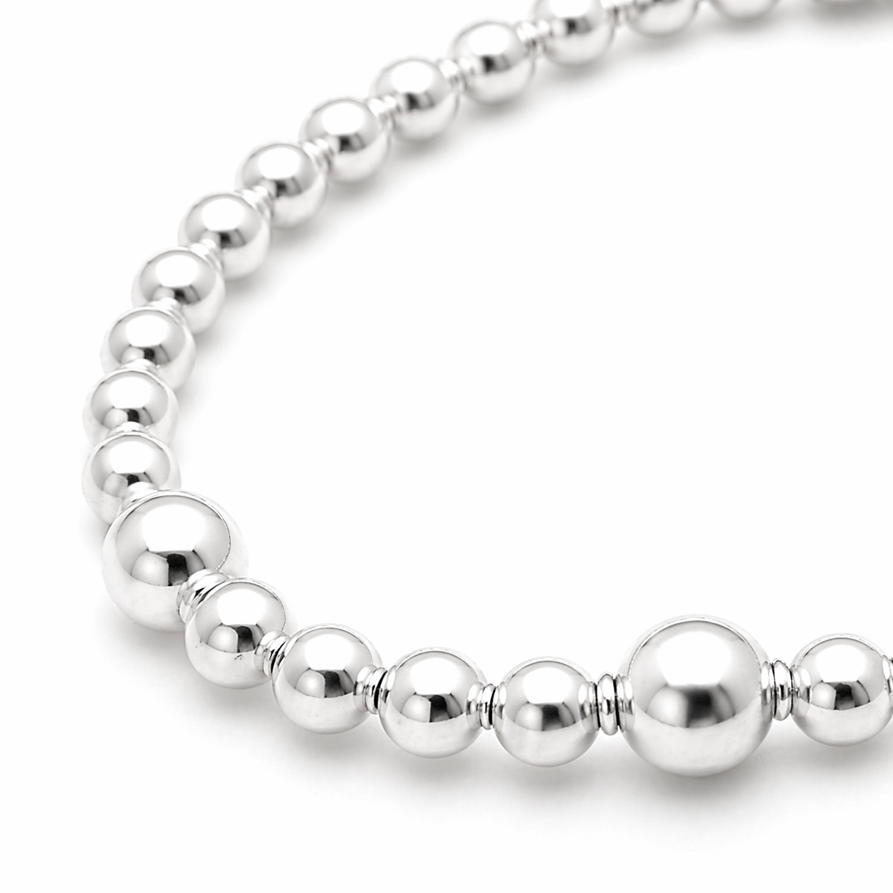 925 Sterling Silver: “Minimalist Silver Ball Stretch Bracelet”