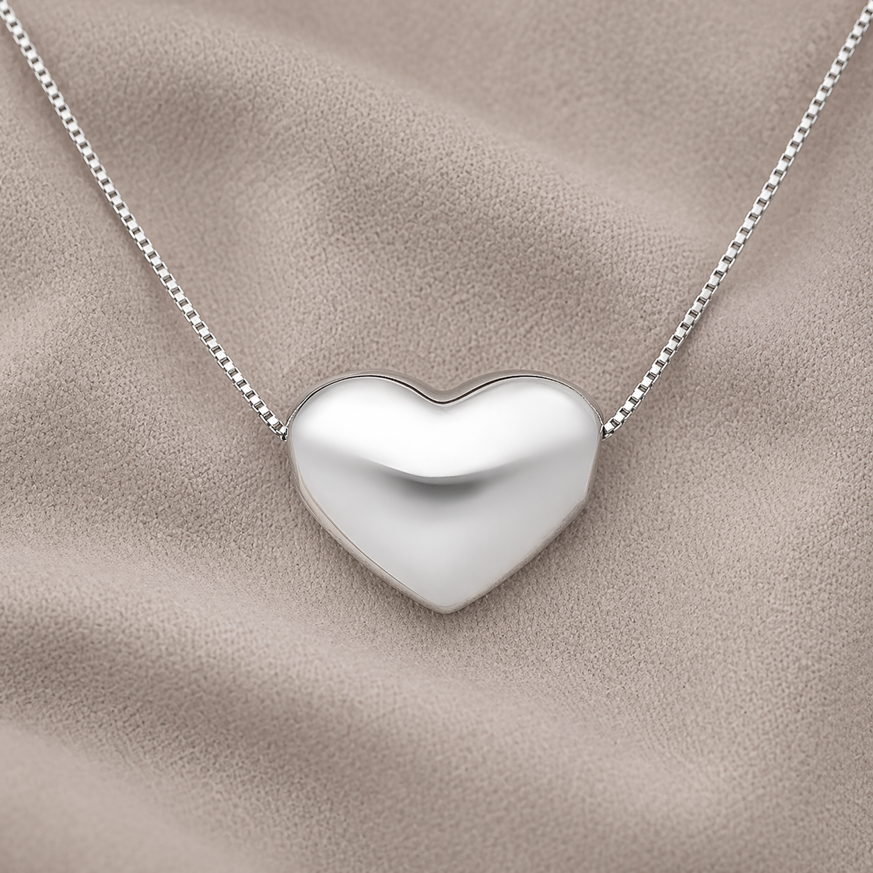 925 Sterling Silver Italian Heart Necklace 16” Minimalist Pendant