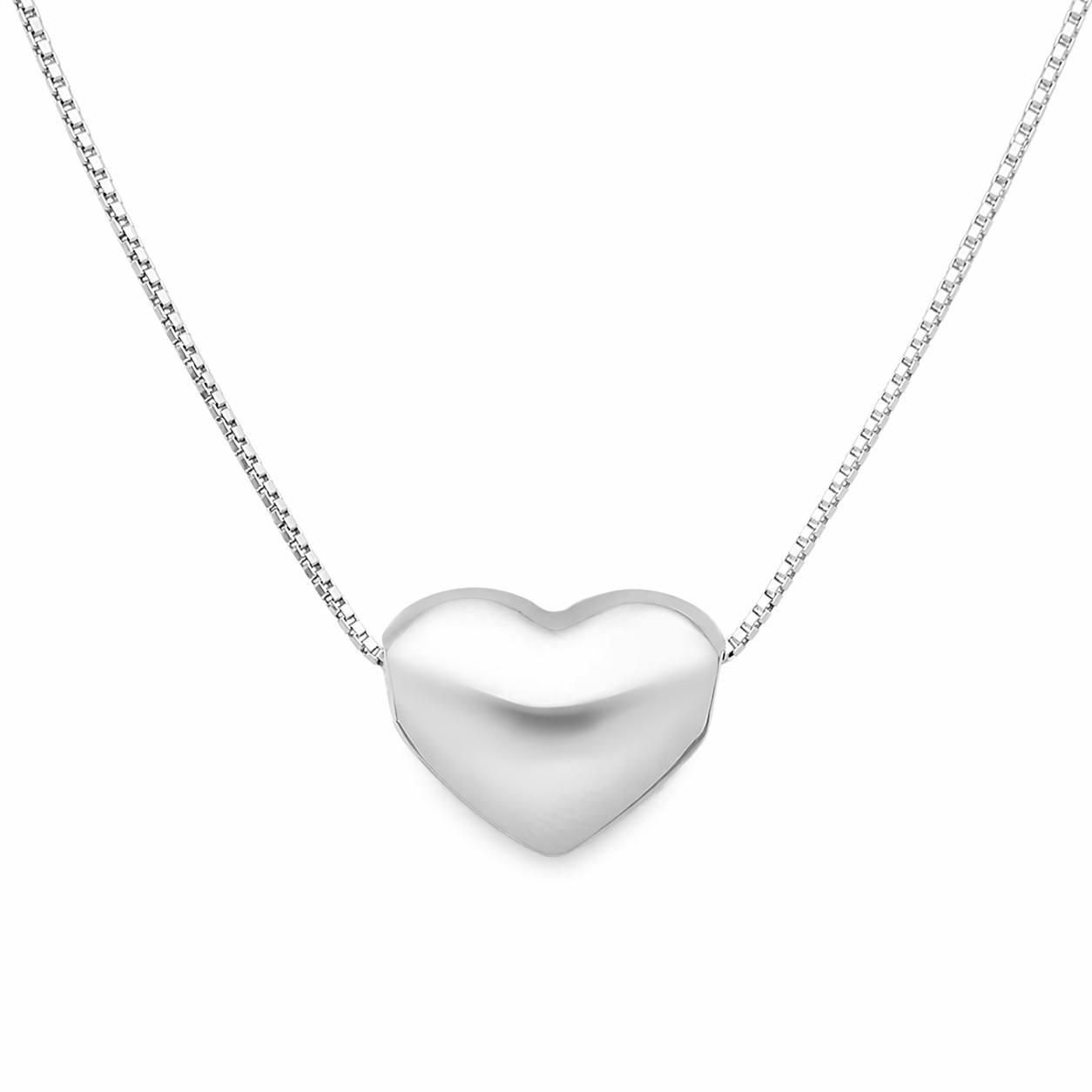 925 Sterling Silver Italian Heart Necklace 16” Minimalist Pendant