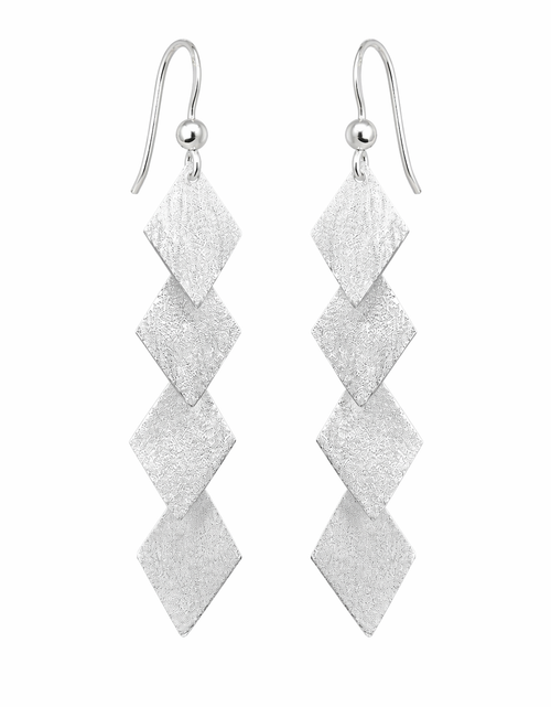 Load image into Gallery viewer, 925 Sterling Silver Matte Rhombus Drop Earrings – Geometric Hook Earrings

