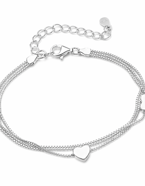 Load image into Gallery viewer, 925 Sterling Silver Sweet Heart Drape Charm Adjustable Bracelet – Double Chain Drape | 6.5–8”
