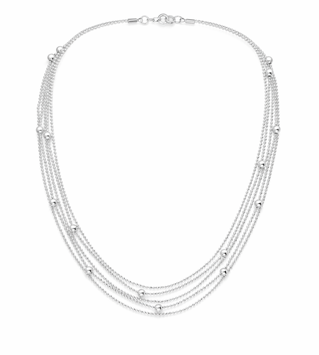 925 Sterling Silver Italian Cascade Layered Ball Necklace