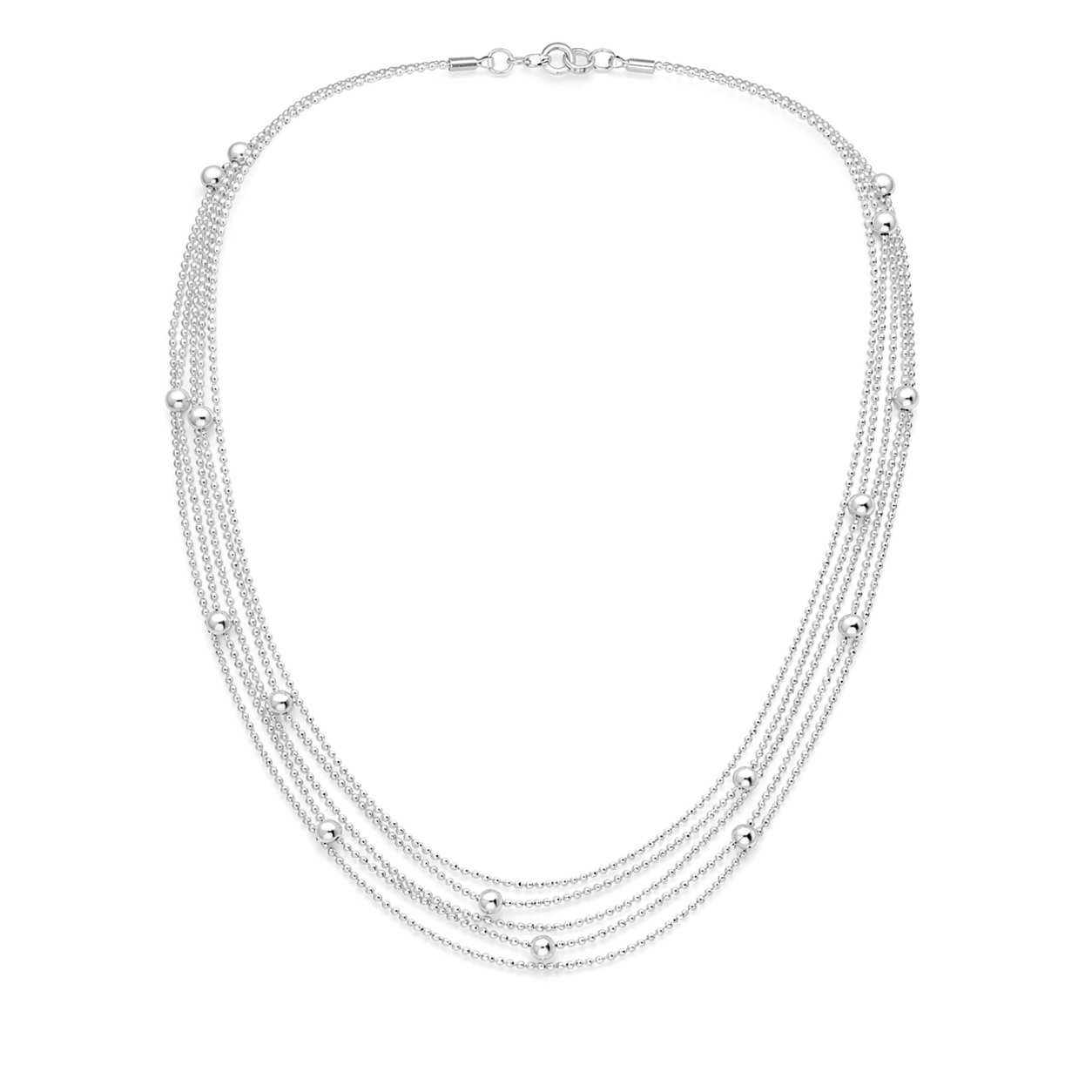 925 Sterling Silver Italian Cascade Layered Ball Necklace