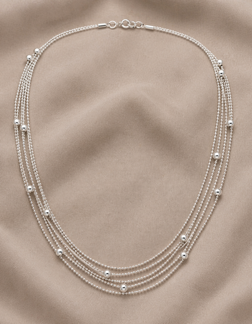 Load image into Gallery viewer, 925 Sterling Silver Italian Cascade Layered Ball Necklace

