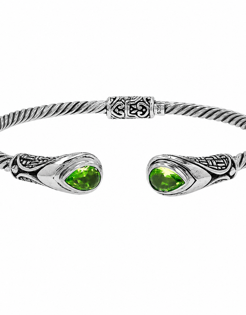 Load image into Gallery viewer, Simply Savvy Bali Handcrafted Sterling Silver Peridot Quartz Twisted Cable Bangle Bracelet
