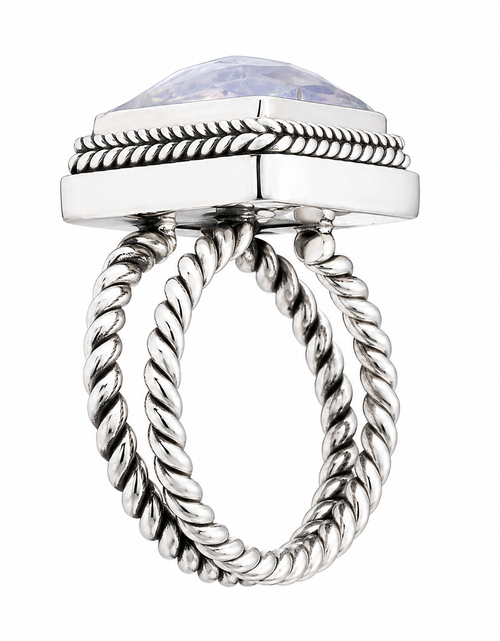 Load image into Gallery viewer, Simply Savvy Bali Artisan Sterling Silver Rainbow Moonstone Ring – Handcrafted 925 Silver – Luxury Moonstone Statement Ring
