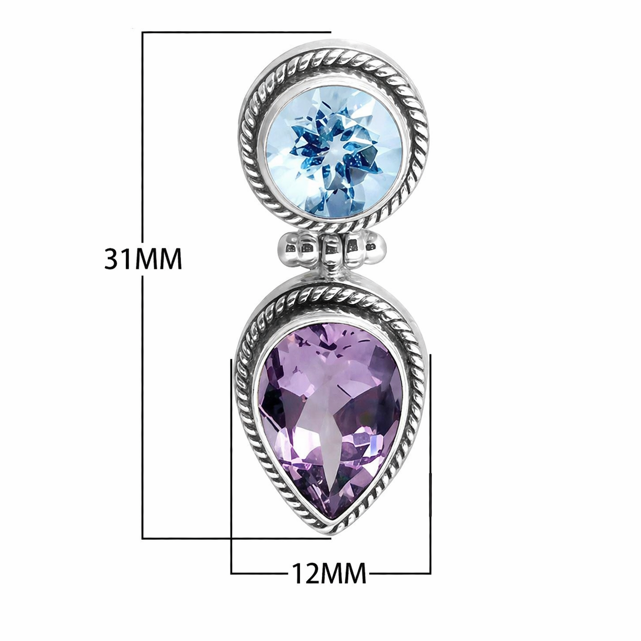 Simply Savvy Bali Artisan Sterling Silver Amethyst & Blue Topaz Dual-Stone Drop Earrings – 925 Luxury Jewelry