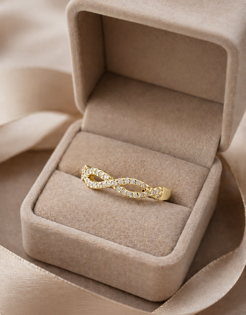 Load image into Gallery viewer, Simply Savvy “Golden Infinity Diamond Ring”- 0.35 CTW Diamond Ring in 14K Yellow Gold
