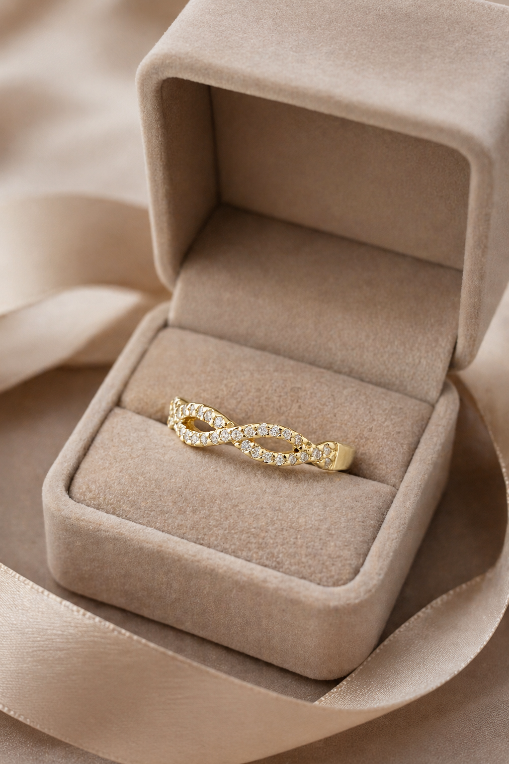 Simply Savvy “Golden Infinity Diamond Ring”- 0.35 CTW Diamond Ring in 14K Yellow Gold