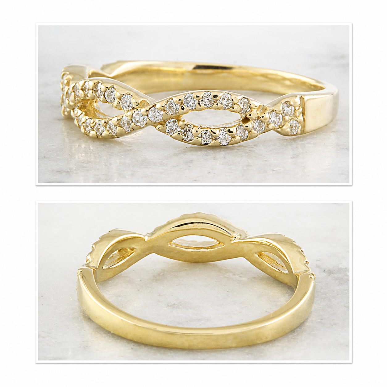 Simply Savvy “Golden Infinity Diamond Ring”- 0.35 CTW Diamond Ring in 14K Yellow Gold