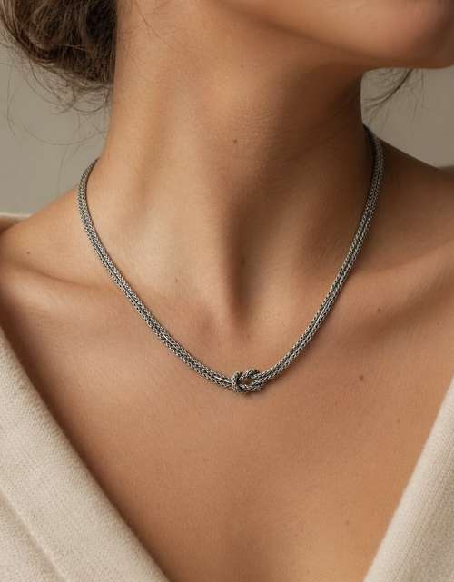 Load image into Gallery viewer, Simply Savvy Bali Knot Weave Chain Necklace – 2.5MM Sterling Silver (Multiple Lengths)
