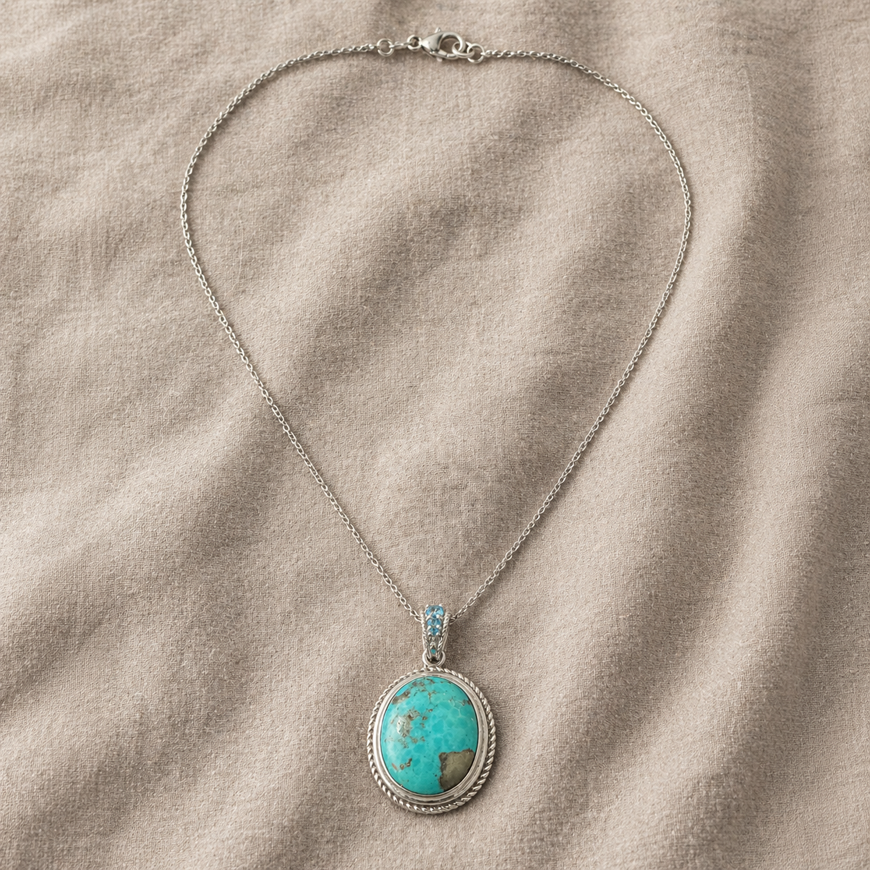 Azure Crown Turquoise Pendant- Pangea Mines Campo Frio Turquoise & Swiss Blue Topaz