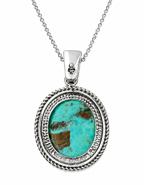 Load image into Gallery viewer, Azure Crown Turquoise Pendant- Pangea Mines Campo Frio Turquoise &amp; Swiss Blue Topaz

