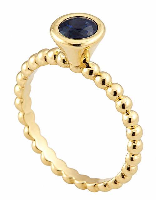 Load image into Gallery viewer, Midnight Bezel Sapphire Ring -0.50 CT Natural Blue Sapphire Bezel Ring – Solid 18K Yellow Gold
