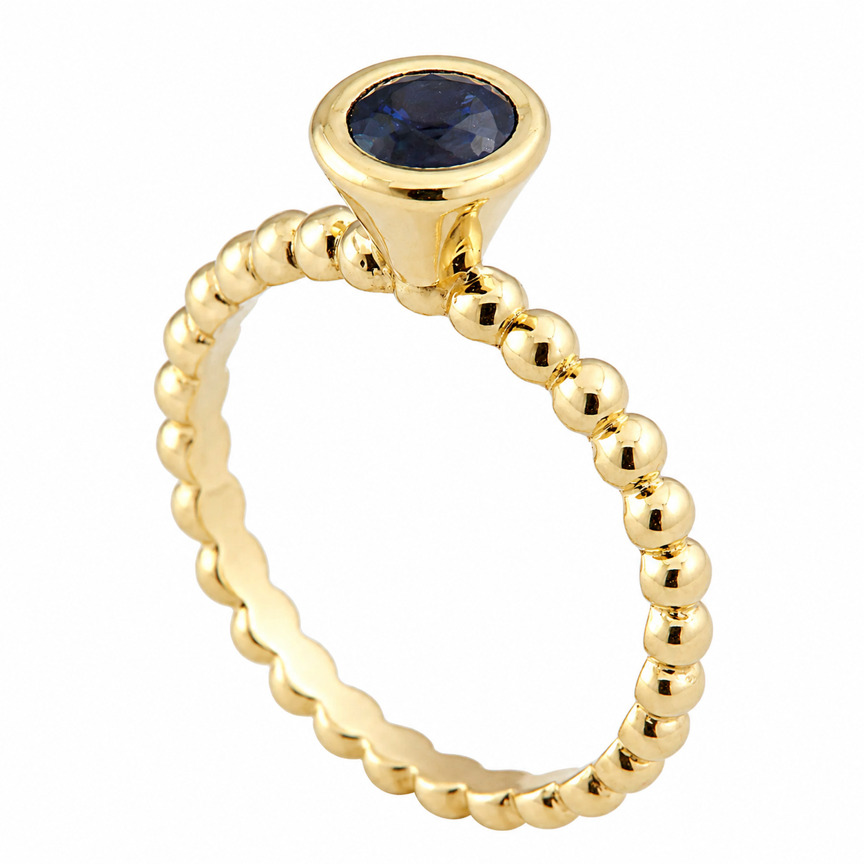 Midnight Bezel Sapphire Ring -0.50 CT Natural Blue Sapphire Bezel Ring – Solid 18K Yellow Gold