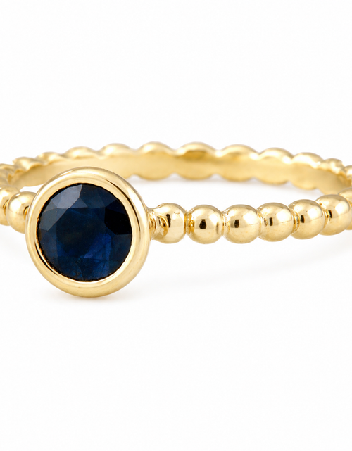 Load image into Gallery viewer, Midnight Bezel Sapphire Ring -0.50 CT Natural Blue Sapphire Bezel Ring – Solid 18K Yellow Gold
