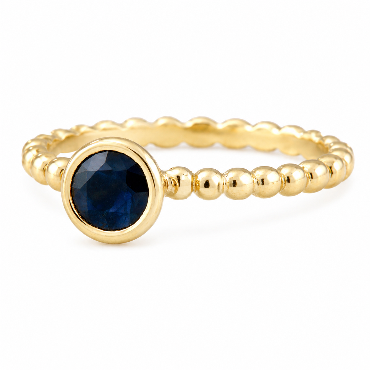 Midnight Bezel Sapphire Ring -0.50 CT Natural Blue Sapphire Bezel Ring – Solid 18K Yellow Gold
