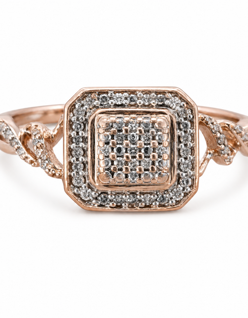 Load image into Gallery viewer, Blush Radiance Diamond Cluster Ring-10K Rose Gold Diamond Cluster Ring with Side Accents
