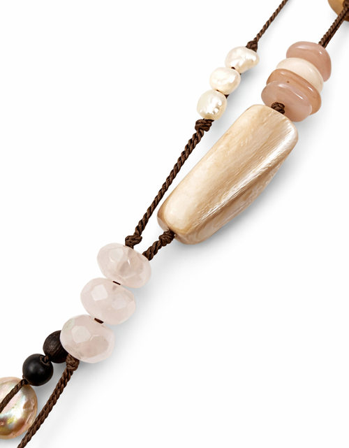 Load image into Gallery viewer, Pre-Owned Silpada Rose Quartz Pearl Corded Long Necklace - Retired Design
