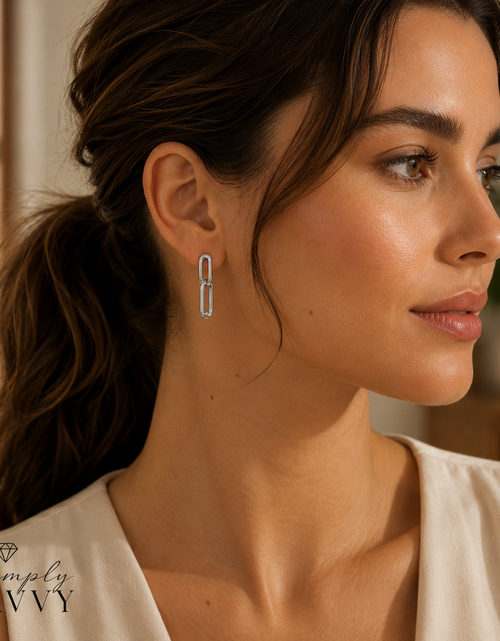 Load image into Gallery viewer, Sterling Silver Paperclip Link Dangle Earrings
