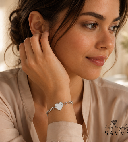 Sterling Silver Heart Station Bracelet