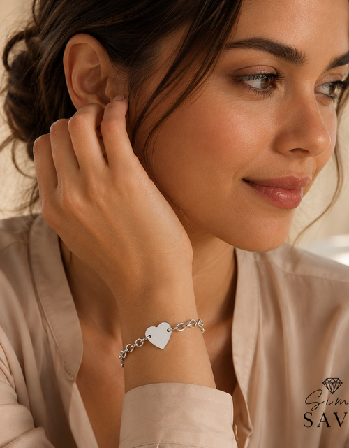 Load image into Gallery viewer, Sterling Silver Heart Station Bracelet
