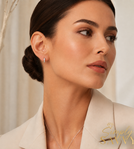 Sterling Silver Petite CZ Hoop Earrings