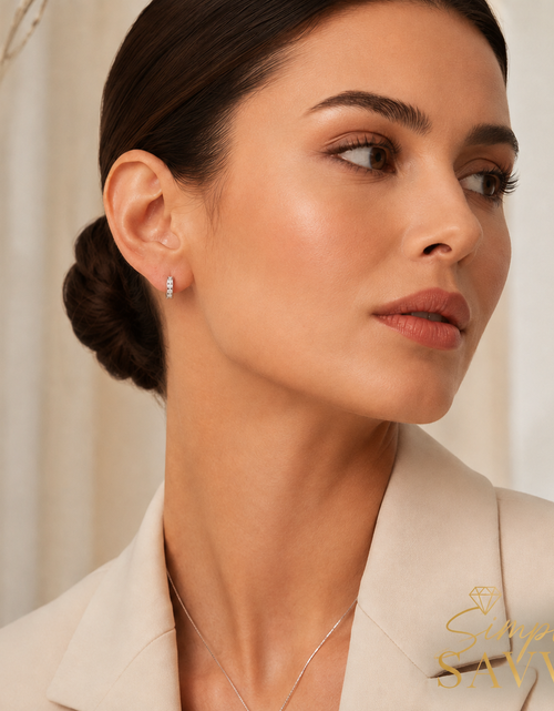 Load image into Gallery viewer, Sterling Silver Petite CZ Hoop Earrings
