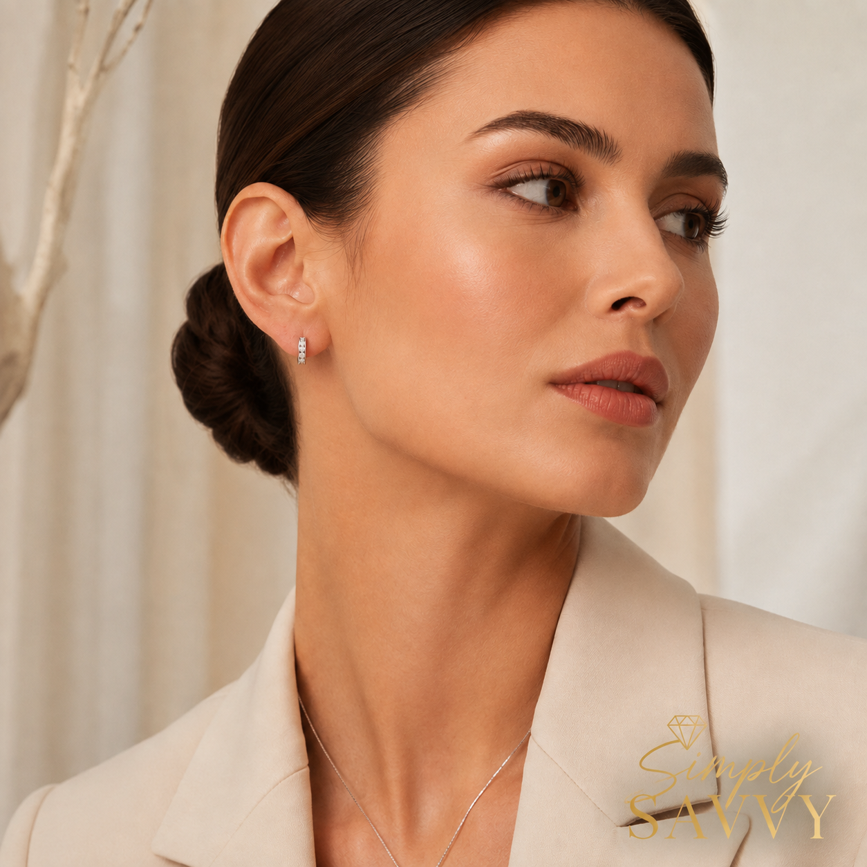 Sterling Silver Petite CZ Hoop Earrings