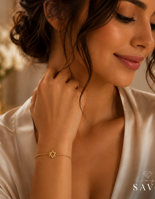Load image into Gallery viewer, 14k Yellow Gold Star of David Bracelet
