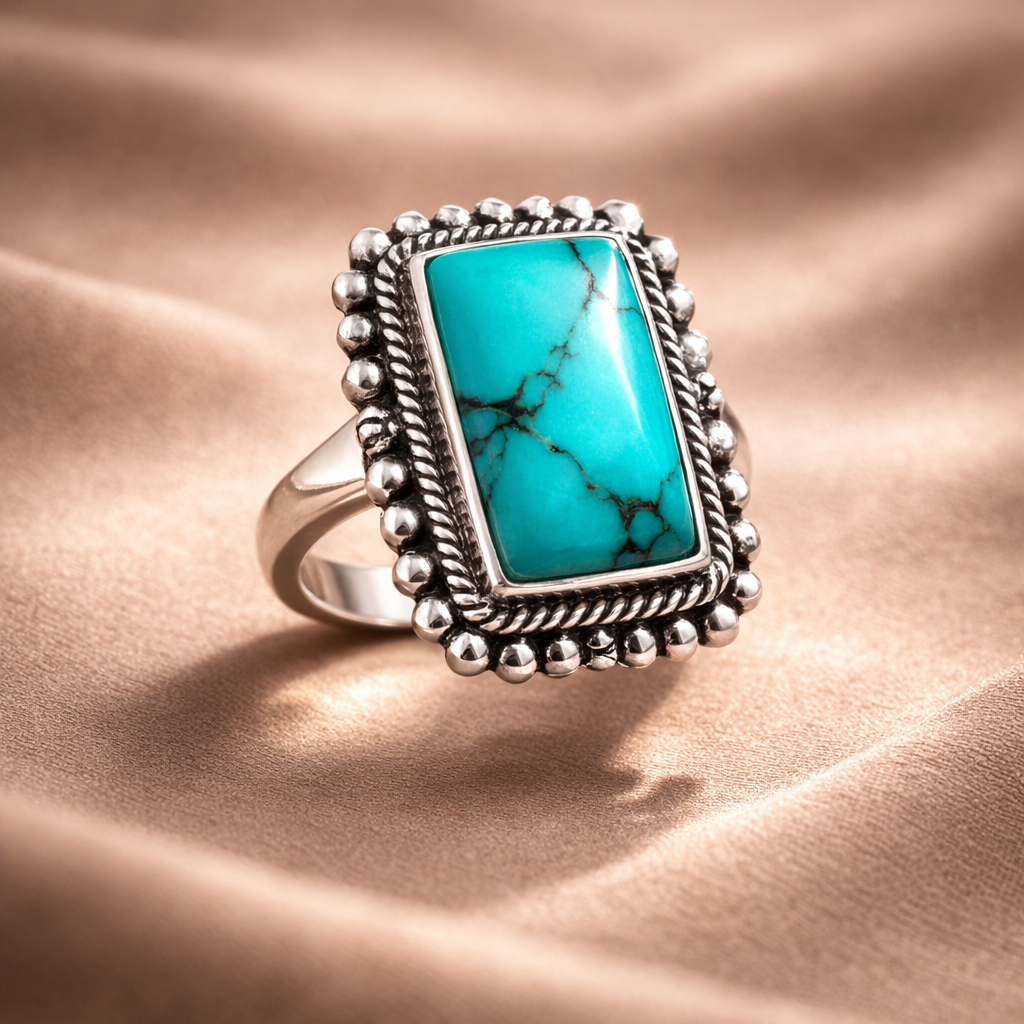 Simply Savvy Bali Artisan Sterling Silver Turquoise Ring – Handcrafted 925 Silver – Luxury Turquoise Statement Ring