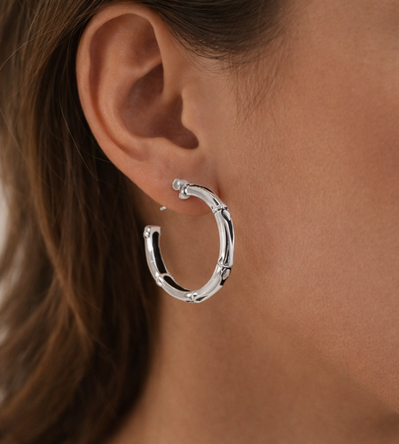 Simply Savvy Bali Artisan Sterling Silver Bamboo Hoop Earrings – Handcrafted 925 Silver Luxury Hoop Earrings