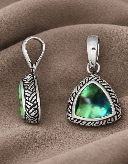 Load image into Gallery viewer, Simply Savvy Bali Artisan Sterling Silver Abalone Shell Pendant – Handcrafted 925 Silver Luxury Ocean-Inspired Necklace Pendant
