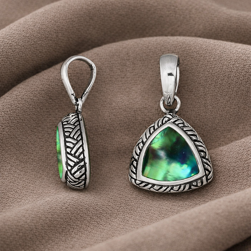 Simply Savvy Bali Artisan Sterling Silver Abalone Shell Pendant – Handcrafted 925 Silver Luxury Ocean-Inspired Necklace Pendant
